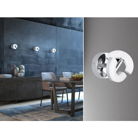 LED Wandspot DONUT Chrom, Spot drehbar, Breite 9cm