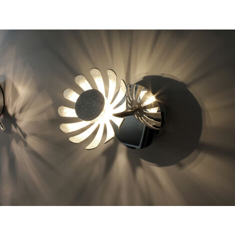 LED Wandstrahler BLOOM, Metall in Blattsilber, Breite 10cm