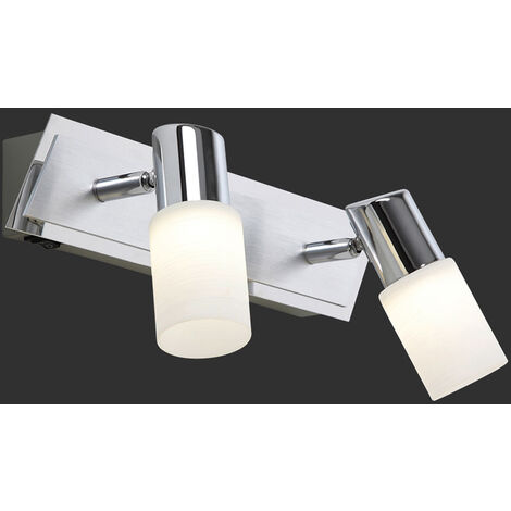 LED Wandstrahler CLAPTON 2-flammig mit Schalter & Glasschirmen, Breite 36cm