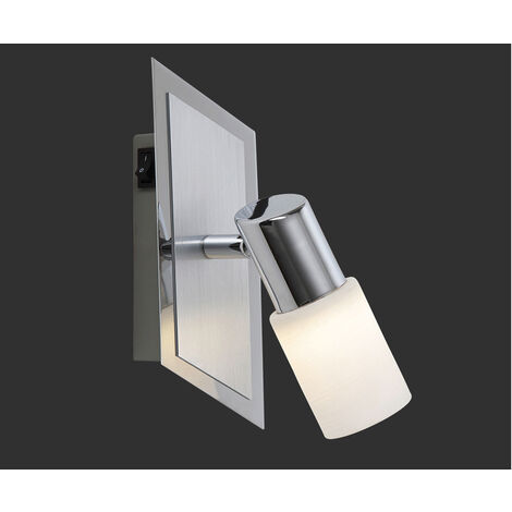 LED Wandstrahler CLAPTON mit Schalter und Glasschirm, Breite 7cm