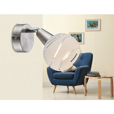 LED Wandstrahler ELLIOTT mit Glasschirm satiniert, Breite 9,7cm