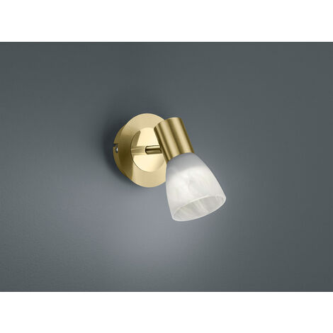 LED Wandstrahler LEVISTO Messing mit Glas Lampenschirm, Breite 10cm