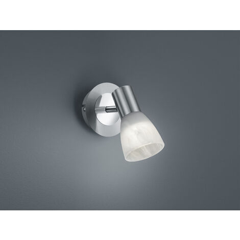 LED Wandstrahler LEVISTO Silber mit Glas Lampenschirm, Breite 10cm