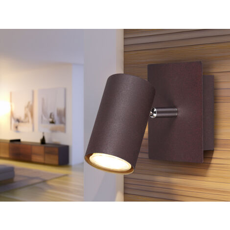 LED Wandstrahler Metall Rost mit schwenkbarem Spot, Breite 12cm