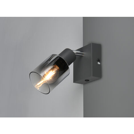 LED Wandstrahler mit Glasschirm Chrom bedampft, Breite 9cm