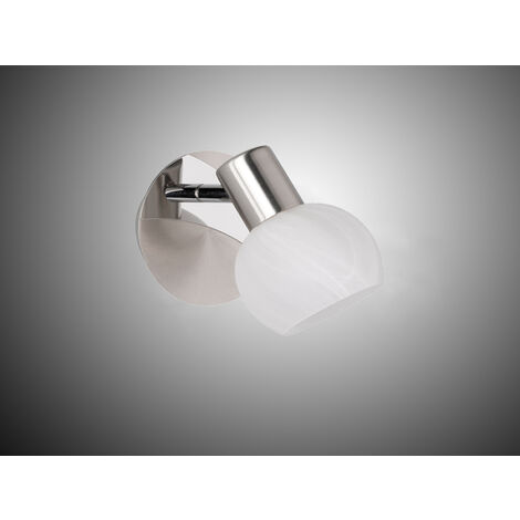 LED Wandstrahler Silber Chrom & Glas Alabaster, Breite 11cm