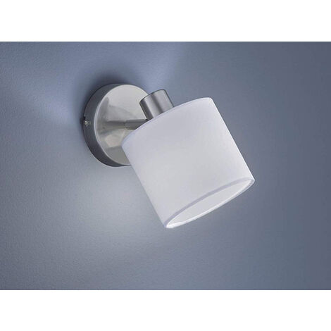 LED Wandstrahler Silber matt mit Stoffschirm Weiß, Breite 12cm