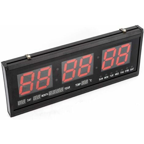 LED Digital Display Wanduhr LED-Großbilduhr Seniorenuhr Wohnzimmer Büro  Clock Kalender & Temperatur