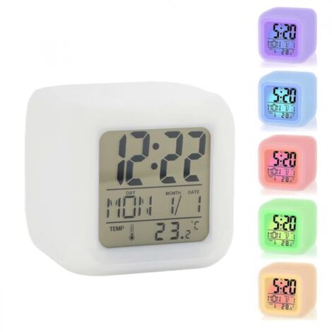 LED-Wecker mit 7-Farben-Digitalanzeige, Kinderwecker