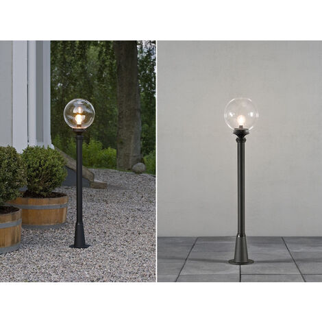 LED Wegeleuchte Aluminium Schwarz mit Glaskugel, Höhe 118cm