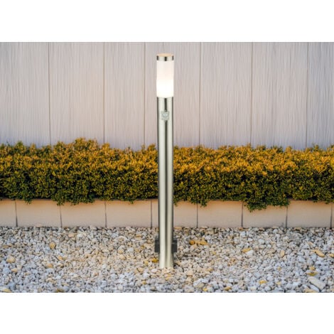 MEINEWUNSCHLEUCHTE LED Wegeleuchte mit Bewegungsmelder & Steckdosen in Silber, H 110cm