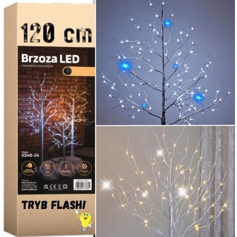LED-Weihnachtsbaum aus Birke, blinkend, 120 cm, 96 LEDs, kalt