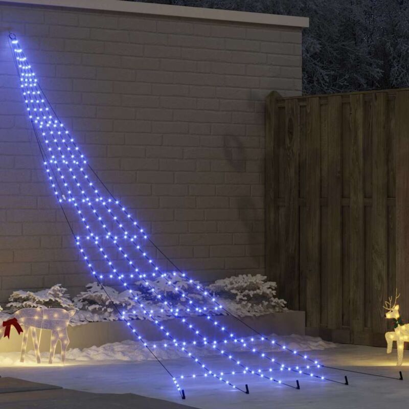 Led Weihnachtsbaum Mit Erdspießen Blau 500 Cm Metall Vidaxl