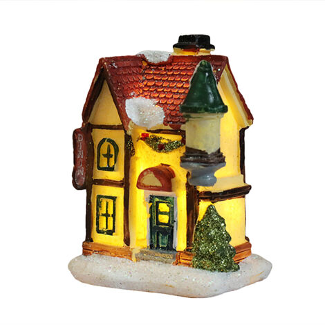 LED-Weihnachtsbeleuchtung aus Kunstharz, Heimdekoration, Dorfszene, Stadtszene, Geschenke