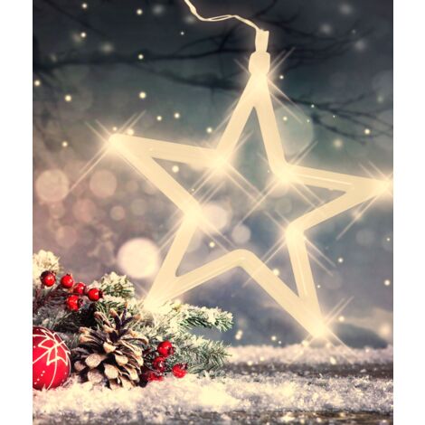 LED-Weihnachtsdeko Stern Mond Glocke Rentier Fensterdeko Lichterkette Saugnapf - Stern