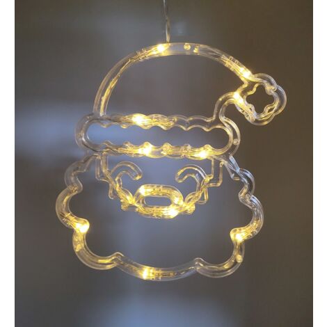 LED-Weihnachtsdeko Stern Mond Glocke Rentier Fensterdeko Lichterkette Saugnapf - Weihnachtsmann