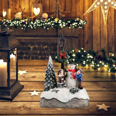 LED-Weihnachtshaus, dekoratives beleuchtetes Dorf – [AAA-Batterie enthalten] Beleuchtetes LED-Weihnachtshaus aus Kunstharz, handbemalt, Maße: 18 x 8,5 x 5,5 cm