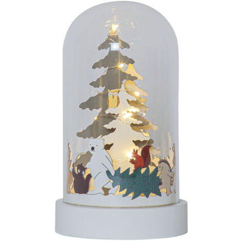 LED Weihnachtsleuchte Forest Friends Glaskuppel Holz H 195cm