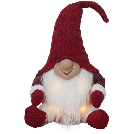 LED Weihnachtswichtel ,Joylight', roter Zipfel, 4 LEDs, Batteriebetrieb, H 34cm