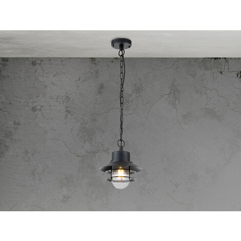 LED Wetterfeste Außen Hängeleuchte aus Edelstahl, Schwarz Ø22cm