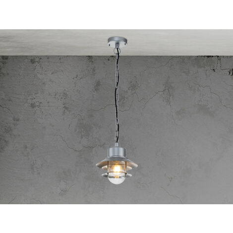 LED Wetterfeste Außen Hängeleuchte aus Edelstahl, Silber Ø22cm