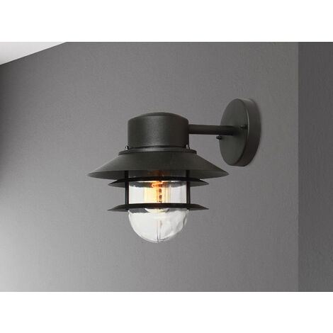 LED Wetterfeste Downlight Außen Wandlaterne aus Edelstahl, Schwarz Höhe 24cm