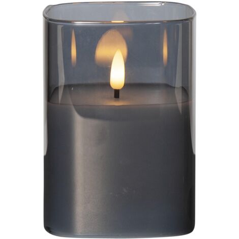 LED Windlicht ,Flamme' mit Flackereffekt, Batterie, Timer, dunkelgrau, 12,5cm