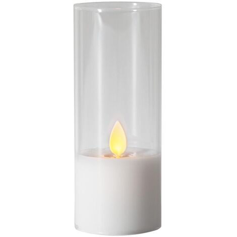 LED Windlicht ,M-Twinkle' mit Echtwachs-Kerze, flackernd, Batterie + Timer, H 12,5cm