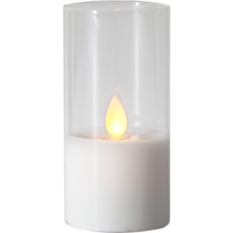 LED Windlicht ,M-Twinkle' mit Flackereffekt, Batterie, Timer, weiß, 10cm