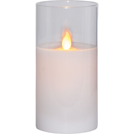 LED Windlicht -M-Twinkle mit Timer, flackernd, weiß, 15cm