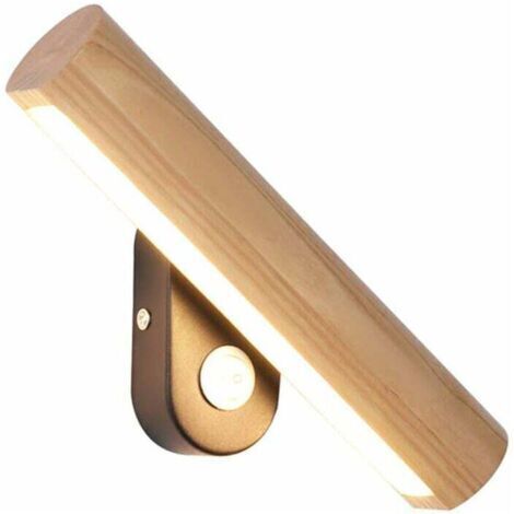 LED wooden wall light for indoor use, 360° rotatable wall lamp with switch, bedside lamp, hallway lamp, wood color, bedroom bedside lamp, reading lamp, FLITI