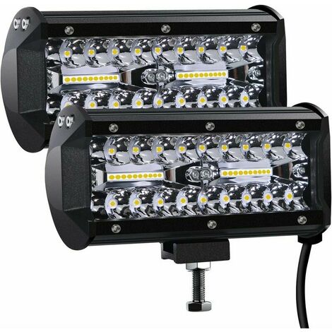 LED Work Light 12V 300W 7'' Car LED Spotlight 12v Waterproof IP67 Spot Flood LED Fog Lights 27,000lm Working Lights for Car Truck Tractor SUV Boat(2 PCS)