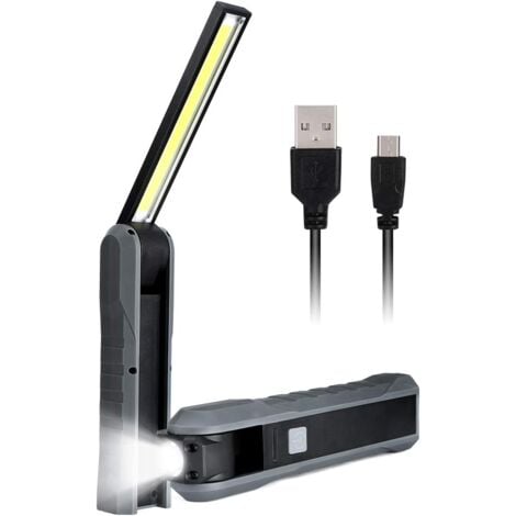 LED Work Light, Flashlight, USB Rechargeable, Cob Workshop Lamp, Battery with Hook, Magnetic Base, Inspection Lights for Home, Garage, Office, Work Area, Emergency Lighting