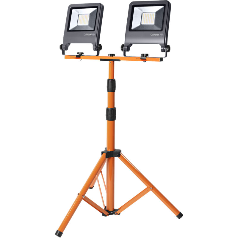 OSRAM Lampe de travail LED Trépied 2x50W 840, 4000K blanc froid, 9000 lm, IP65, réglable en hauteur 1,8m, 360°
