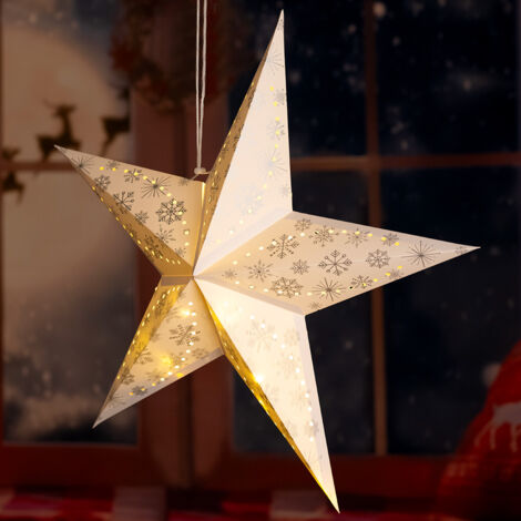 LED X-MAS Plafond Suspendu Etoile Lampe De Noël Décoration De Fenêtre Blanc Flocon De Neige