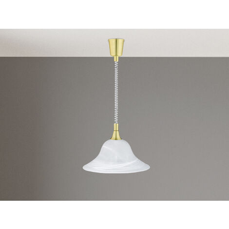 LED Zugpendelleuchte Glas weiß höhenverstellbar Messing, Ø 39cm