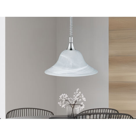 LED Zugpendelleuchte Glas weiß höhenverstellbar Silber, Ø 39cm