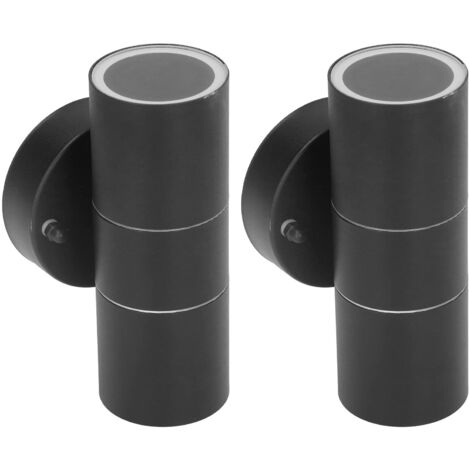 LED-Zylinderwandleuchte, 2 Stück GU10 wasserdichte Außenwandleuchte, Edelstahl-Verandaleuchte für Außenwände, Terrasse, Garten, Wohnzimmer (Schwarz)