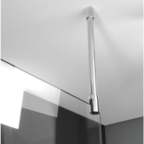 Leda – Barre de stabilisation au plafond pour parois de douche 5-8 mm – Adaptable sur vitrages – Tube diamètre 25 mm – Argent brillant