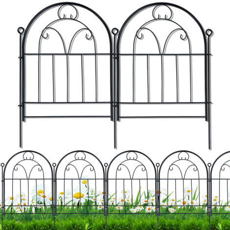 LEDANDER Bordure de clôture décorative pour jardin–Lot de 10(21 po x 11 pi)Barrière de protection pour animaux (chiens)Panneaux arqués pour bordure de massif floral – Clôture modulaire pour aménagemen