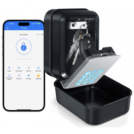 LEDANDER Coffre-fort à clés intelligent - Coffre-fort électronique Bluetooth pour clés, rangement numérique mural avec application et code PIN, étanche IP65, idéal pour la maison,les locations Airbnb