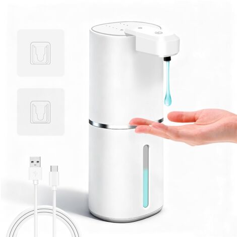 LEDANDER Dispensador de jabón de pared — Dispensador automático con sensor (4 niveles ajustables) — Impermeable — Apto para baños y cocinas