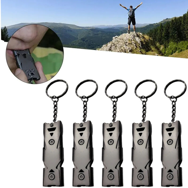 LEDANDER Double Tube Whistle, Keychain, High Decibel, Portable, Outdoor Survival, Emergency Camping Tool, Multifunctional Whistle, 5 Pieces