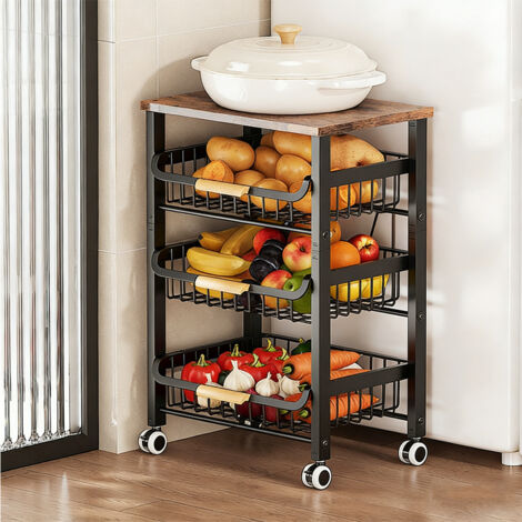 LEDANDER Estantería de almacenamiento para cocina, cesta independiente de 4 niveles para frutas y verduras, cesta deslizante multinivel para armarios — 42x26x62 cm