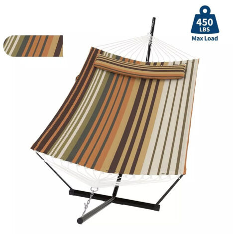 LEDANDER Fauteuil hamac portable en macramé, style bohème beige avec franges,200x150cm,tissu doux pour intérieur/extérieur, charge maximale 200kg-Gris