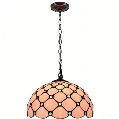 LEDANDER Lustre rétro de 30 cm, abat-jour en verre rose, plafonnier, 9 W, idéal pour les salons, les salles à manger, les chambres, les bureaux et les couloirs.
