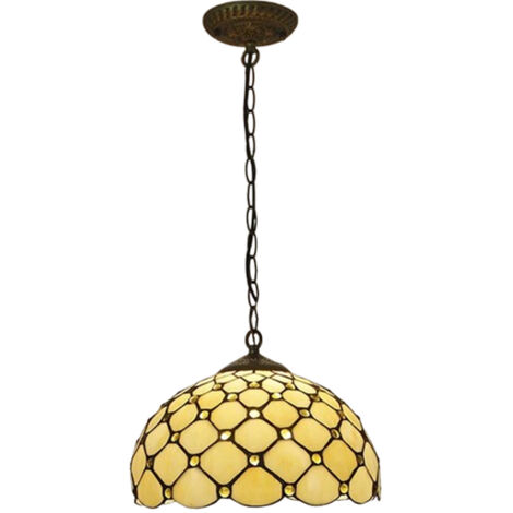 LEDANDER Lustre rétro européen rond de 30 cm, 9 W, orné de perles, lumière chaude, douille 220 V/E27, idéal pour les restaurants, les cafés et les salons.