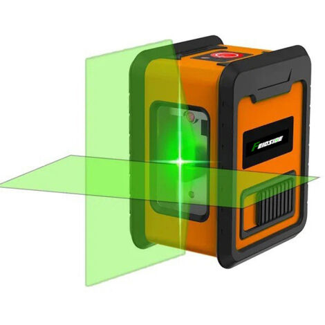 LEDANDER Nivel láser, nivel de luz verde, proyector de 2 líneas diseñado para iluminación exterior brillante, carcasa naranja.