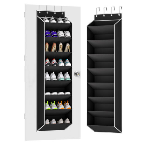 LEDANDER Rangement à chaussures à suspendre pour porte de placard pouvant accueillir 16 à24 paires de chaussures rangement profond pour baskets et bottes  noir
