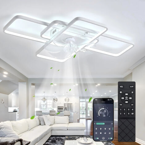 LEDANDER Ventilateur de plafond moderne avec éclairage, éclairage LED à intensité variable,télécommande et application, ventilateur de plafond silencieux-72CM